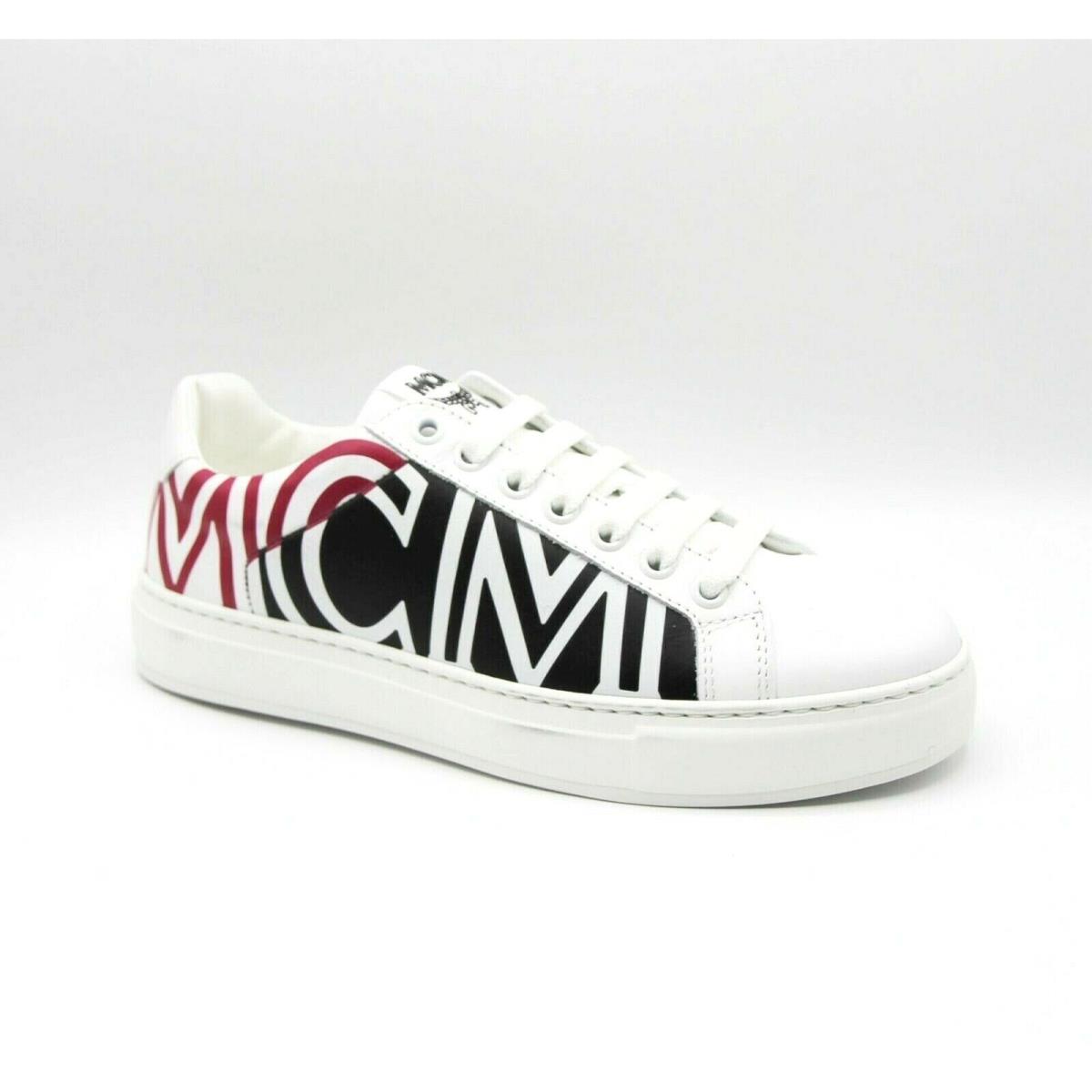 Mcm Women`s White/black Leather Logo Low-top Sneaker 36/US 6 MES9SMM17WT