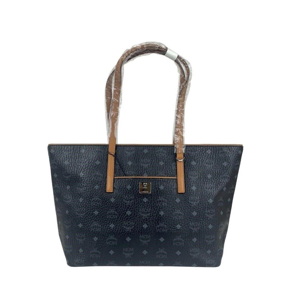 Mcm Black Monogram Visetos Medium Shopper Tote Bag MWPASVI07BK001