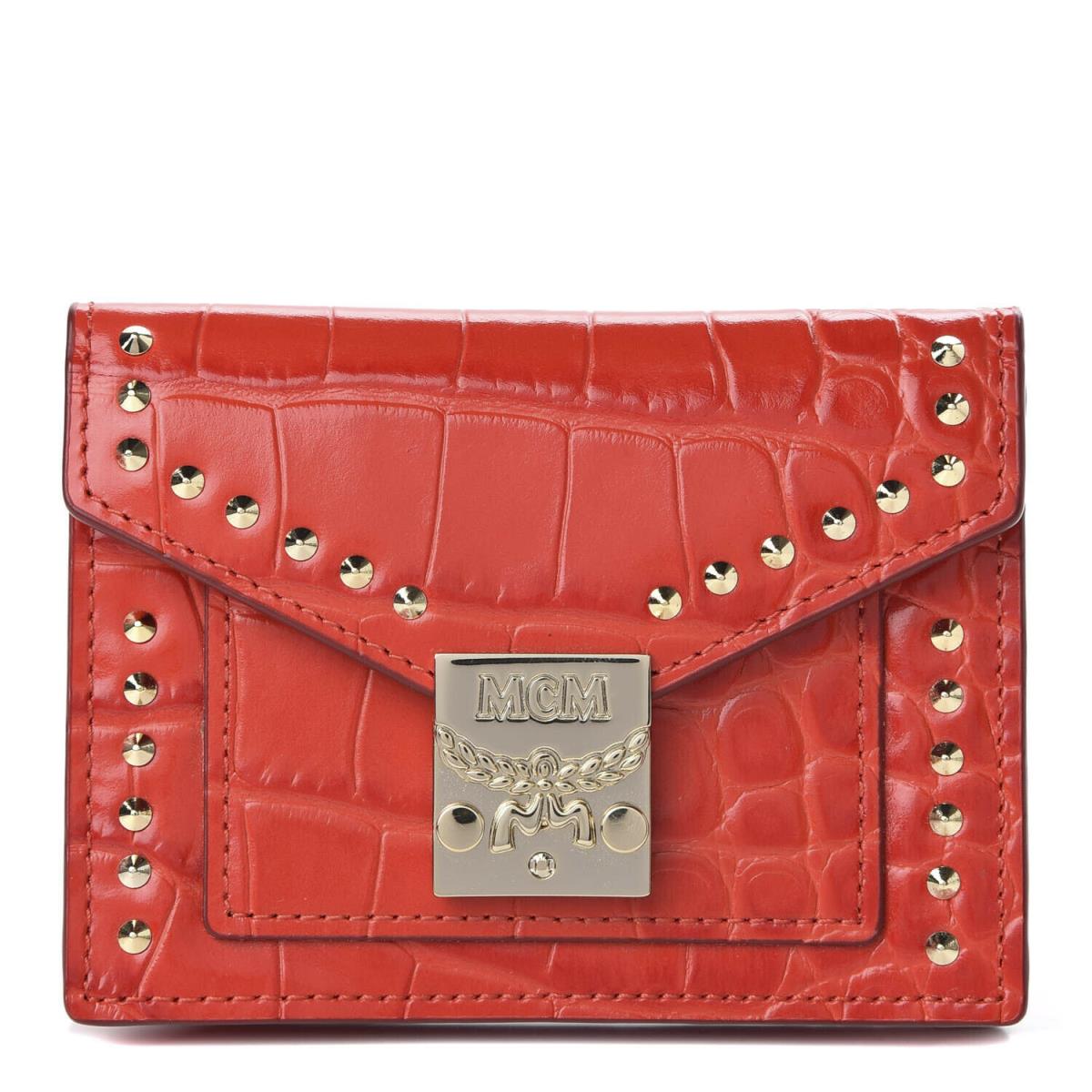 Mcm Red Crocodile Embossed Leather Mini Flap Coin Wallet MYS9APA65RU001