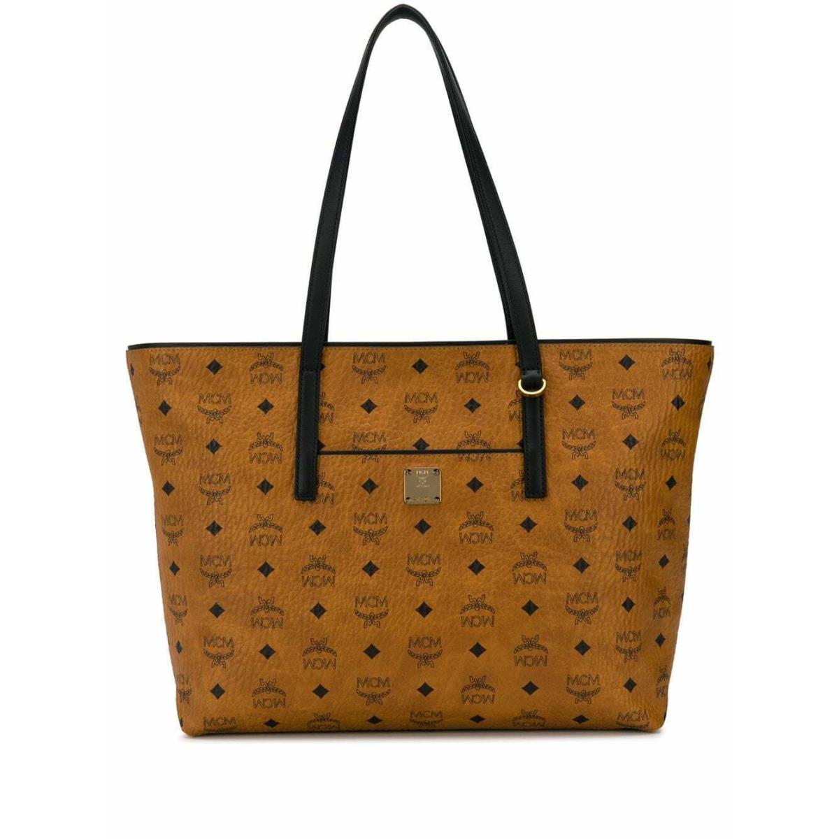 Mcm Cognac Brown Monogram Visetos Medium Shopper Tote Bag MWPASVI07CO001