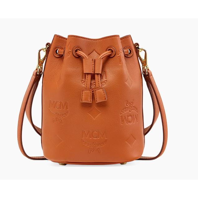 Mcm Mini Dessau Embossed Monogram Leather Drawstring Crossbody Bag