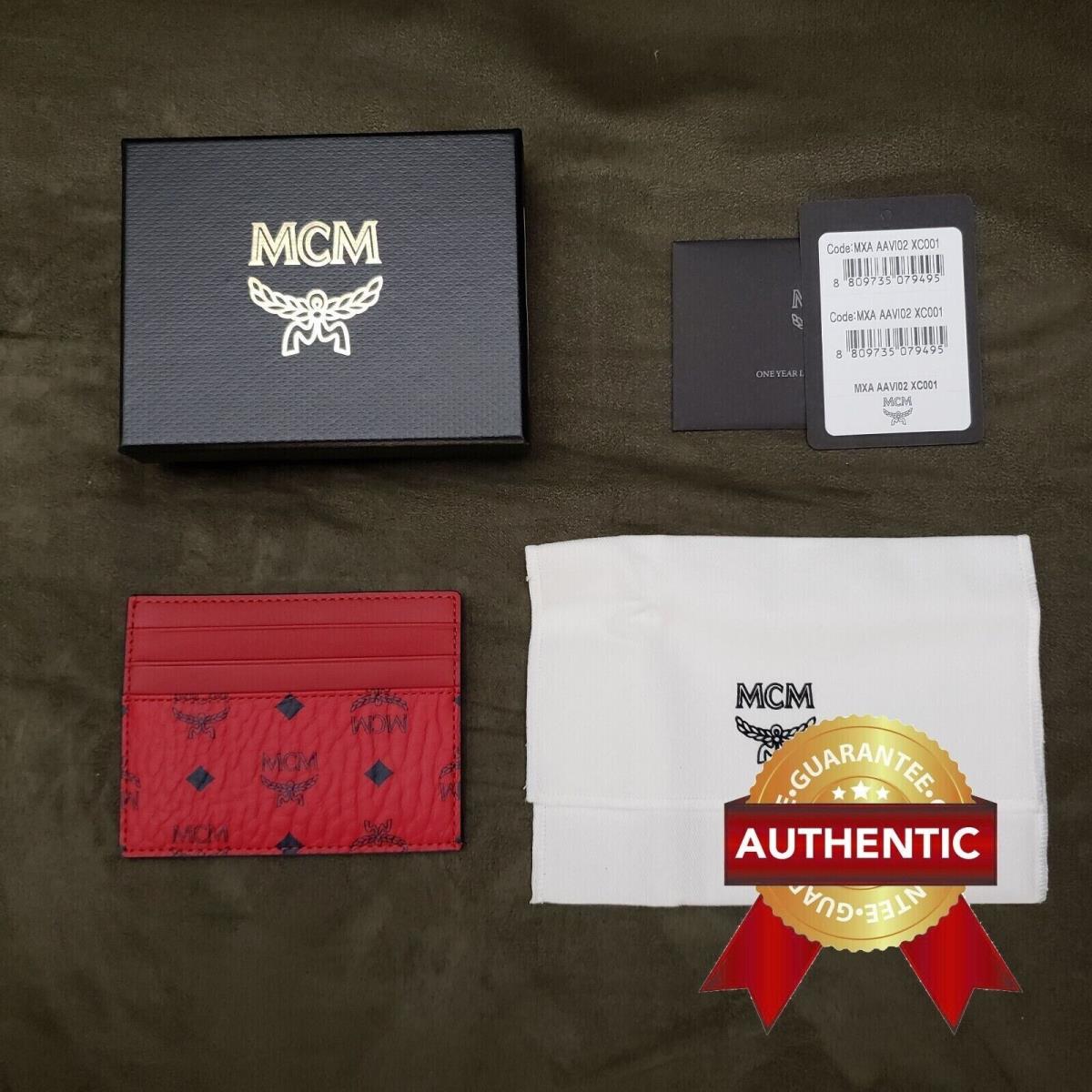 Mcm Card Case in Visetos / Candy Red