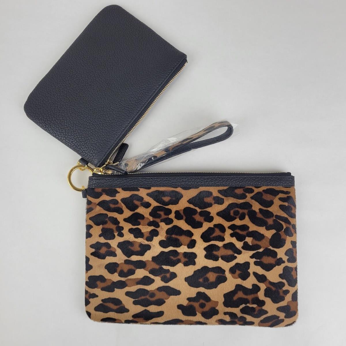 Mcm Brown Fur/leather Cheetah Print Pouch Set MYZBABC04NR001