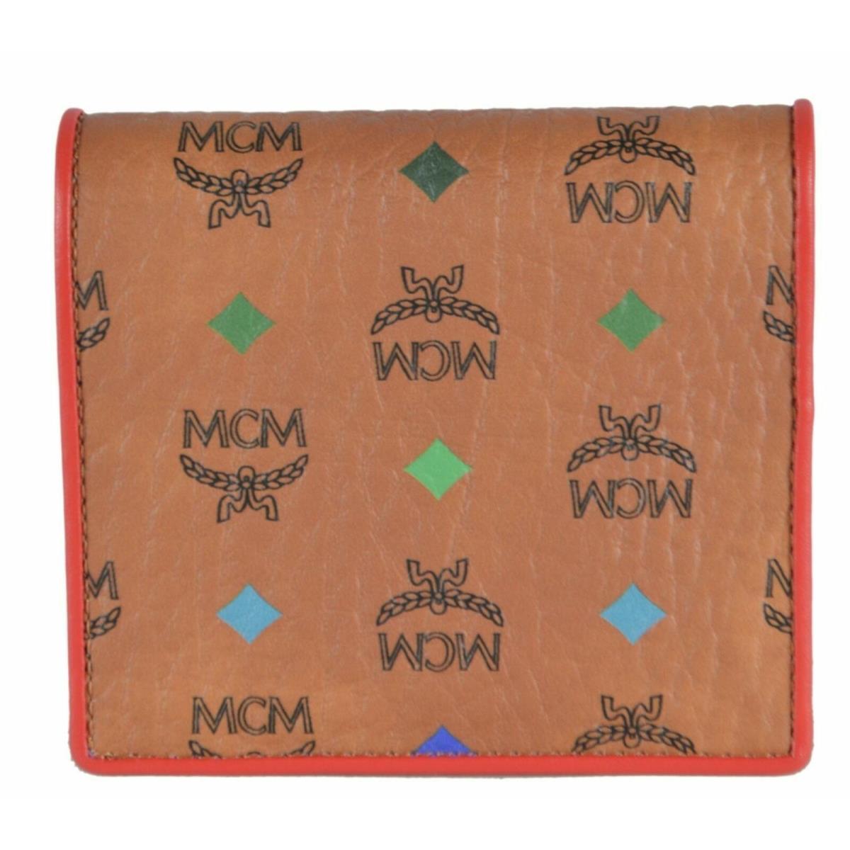 Mcm Cognac Spectrum Diamond Visetos Mini Two Fold Flap Bifold Wallet