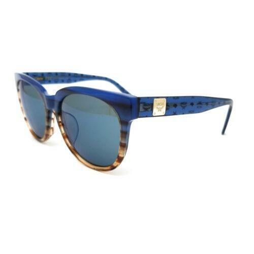 MCM633SA 426 Striped Blue Brown Sunglasses with Blue Viseto Temples Case