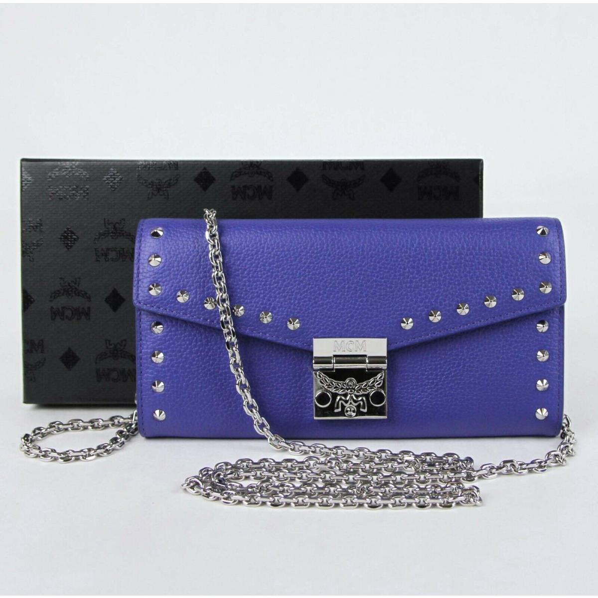 Mcm Spectrum Blue Leather Patricia Studded Chain Wallet MYL9SPA40HG001