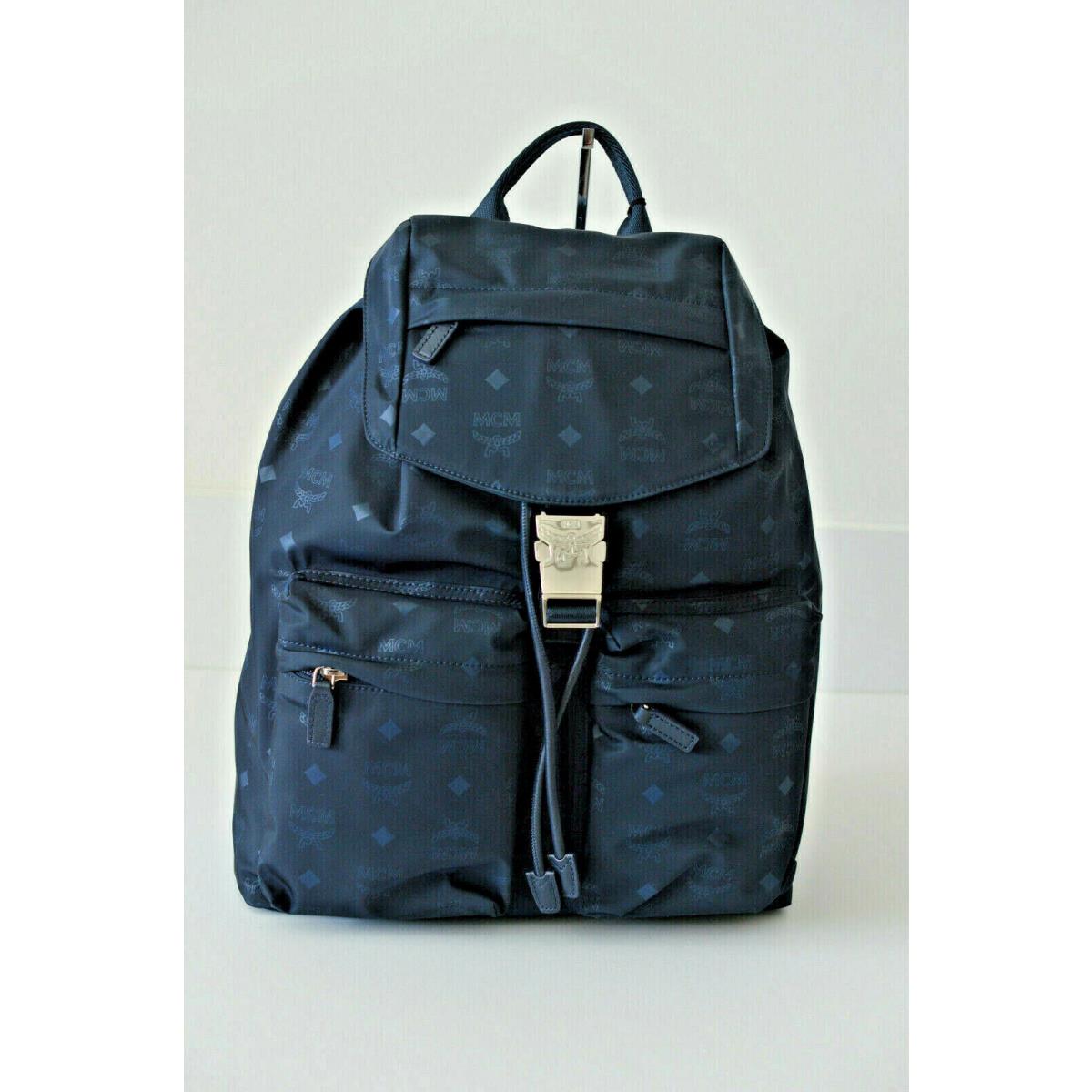 Mcm Backpack Dieter Monogrammed Navy Blue Nylon Backpack Muk 7ADT19 VA001