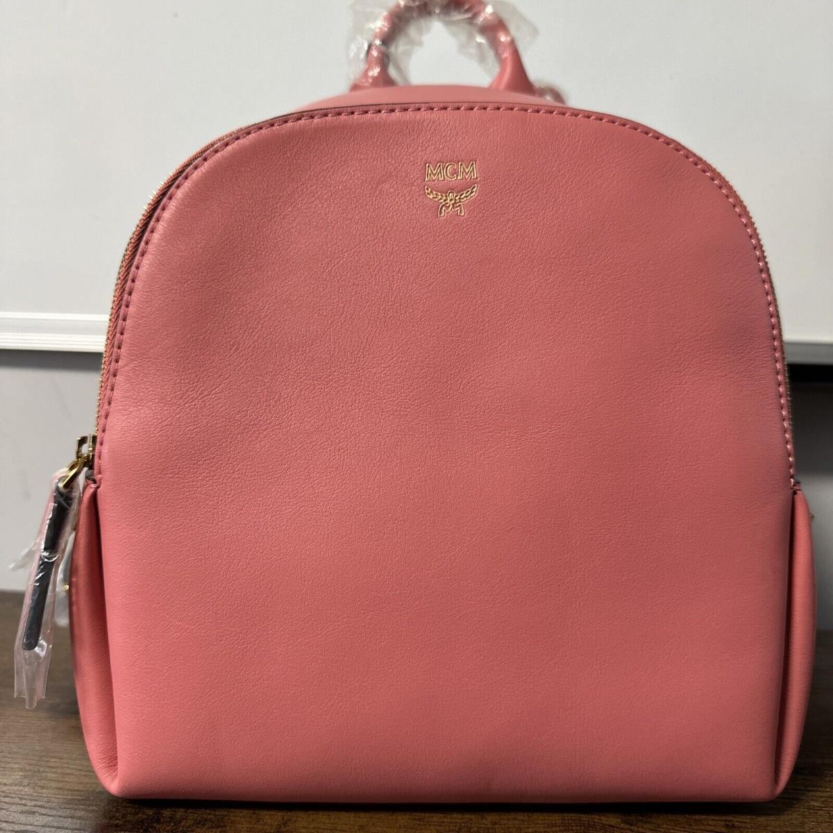 Mcm Pink Backpack Mini Coral Blush Pink Blush Duchess Polke Studs