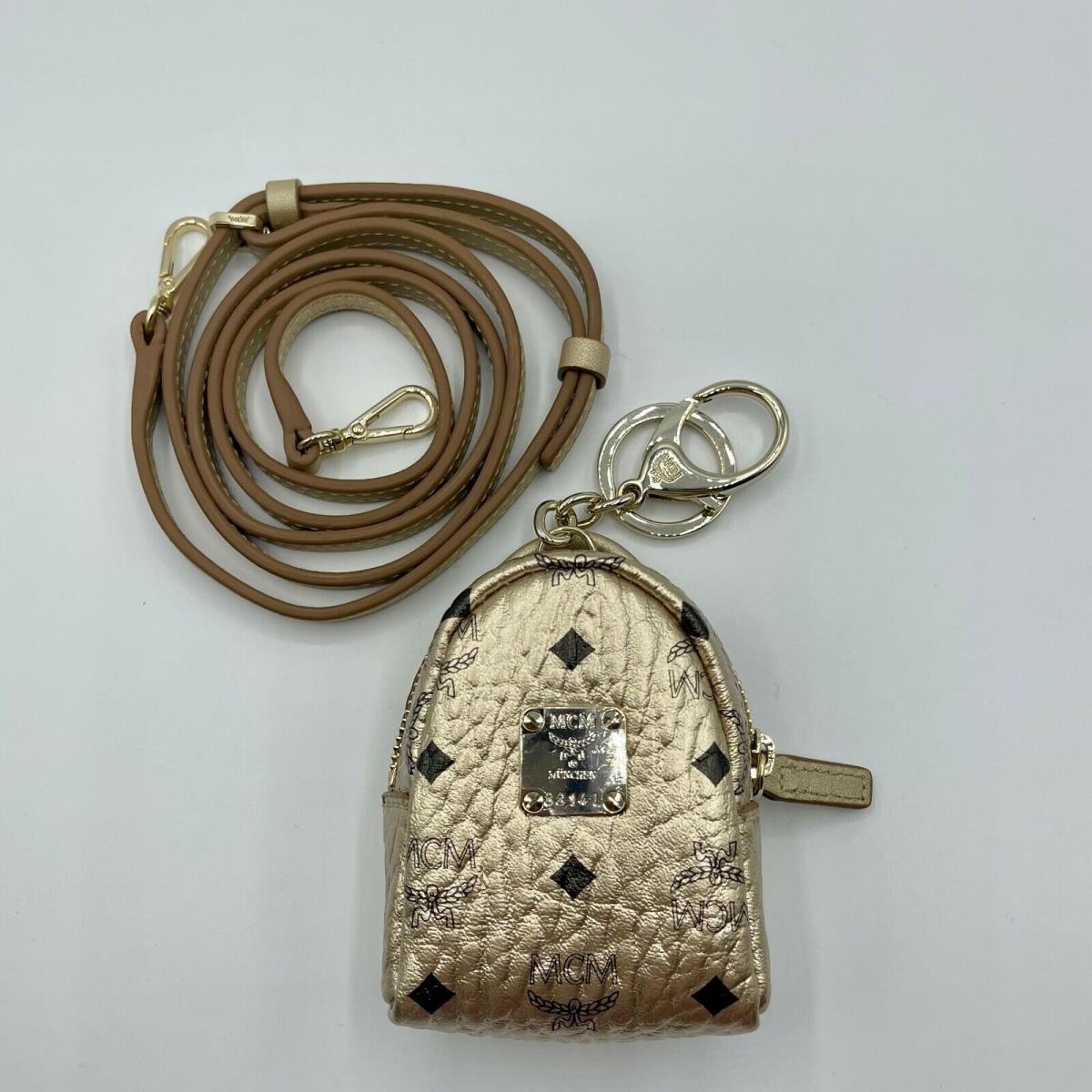 Mcm Berlin Gold Visetos Crossbody Mini Bag Charm Key Ring MXZASVI02T1001