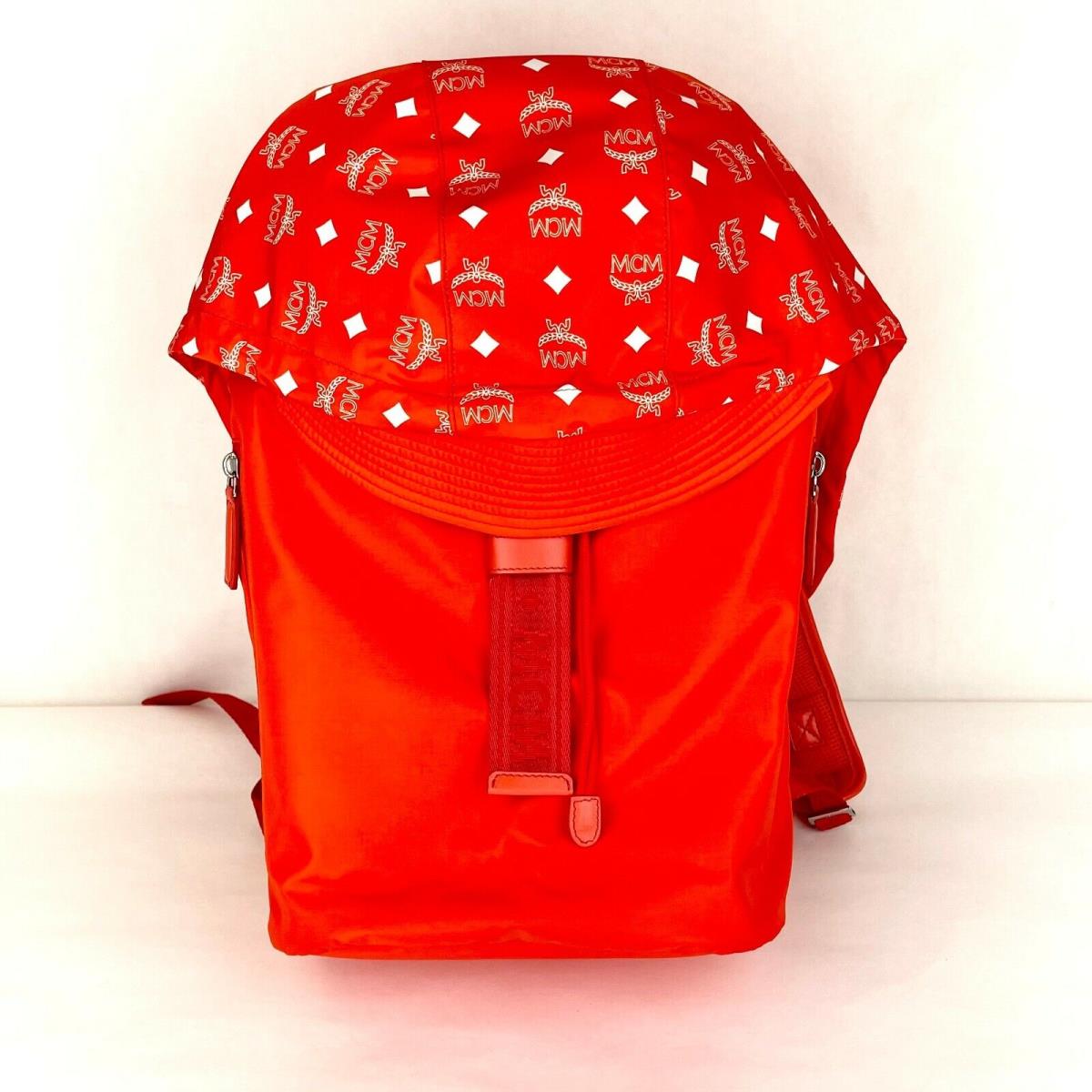 Mcm Orange Red Nylon Luft Hoodie Backpack /detachable Hood MMK9SNX34OX001