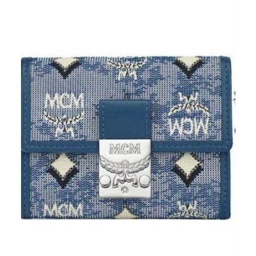 Mcm Mini Trifold Wallet W/ Box and Tag 340.00 Blue