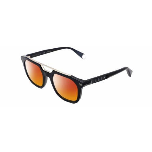 Philipp Plein SPP001M Unisex Polarized Sunglasses in Black Silver 51mm 4 Options Red Mirror Polar