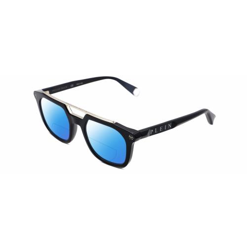 Philipp Plein SPP001M Unisex Square Polarized Bifocal Sunglass Black Silver 51mm