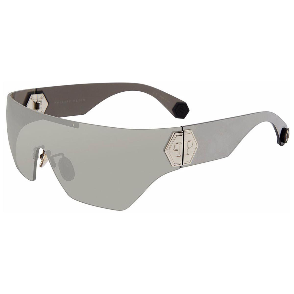 Philipp Plein Hero Rimless Shield Sunglasses - SPP029M99 - Made in Italy - Palladium/Silver Mirror (579X), Frame: Select Variation