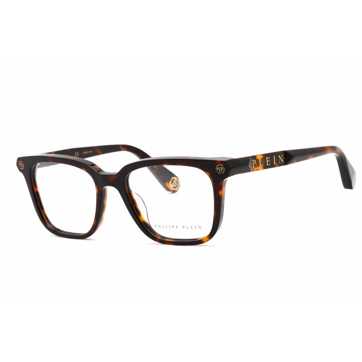 Philipp Plein VPP015M 0722 Eyeglasses Shiny Dark Havana Frame 53mm - Frame: Havana