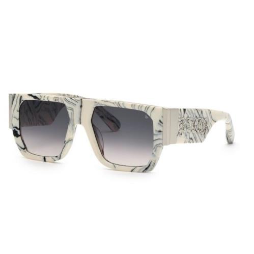 Philipp Plein SPP094 Col. 09YL Plein Master Oversize Ivory Swirl Slv Sunglasses