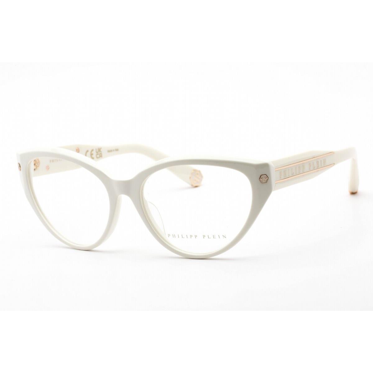 Philipp Plein Women`s Eyeglasses Shiny Cream Plastic Cat Eye Frame VPP052M 03GF