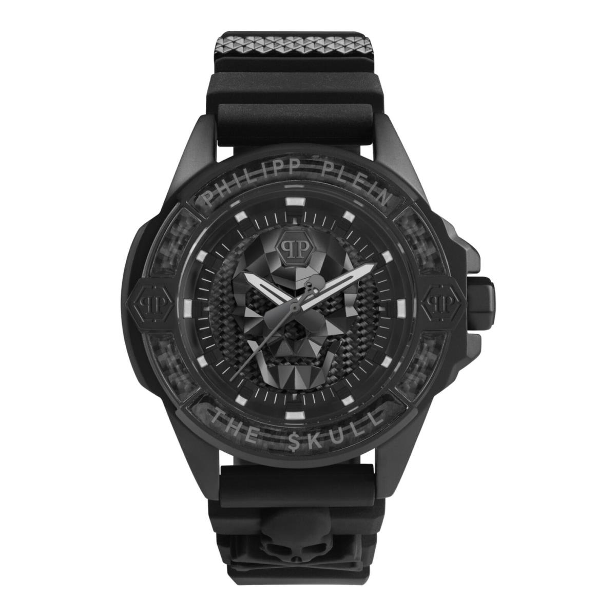 Philipp Plein Mens The $kull IP Black 44mm Strap Fashion Watch