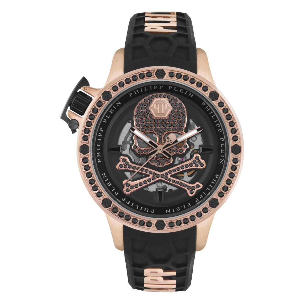 Philipp Plein Mens IP Rose Gold 46mm Strap Fashion Watch