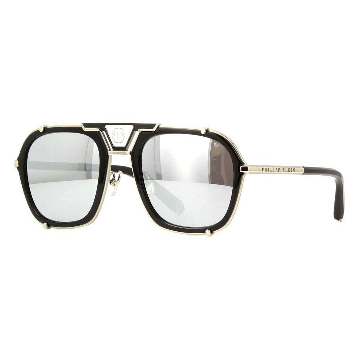 Philipp Plein SPP010M 589X Sunglasses Palladium Frame Silver Mirror Lenses 55mm