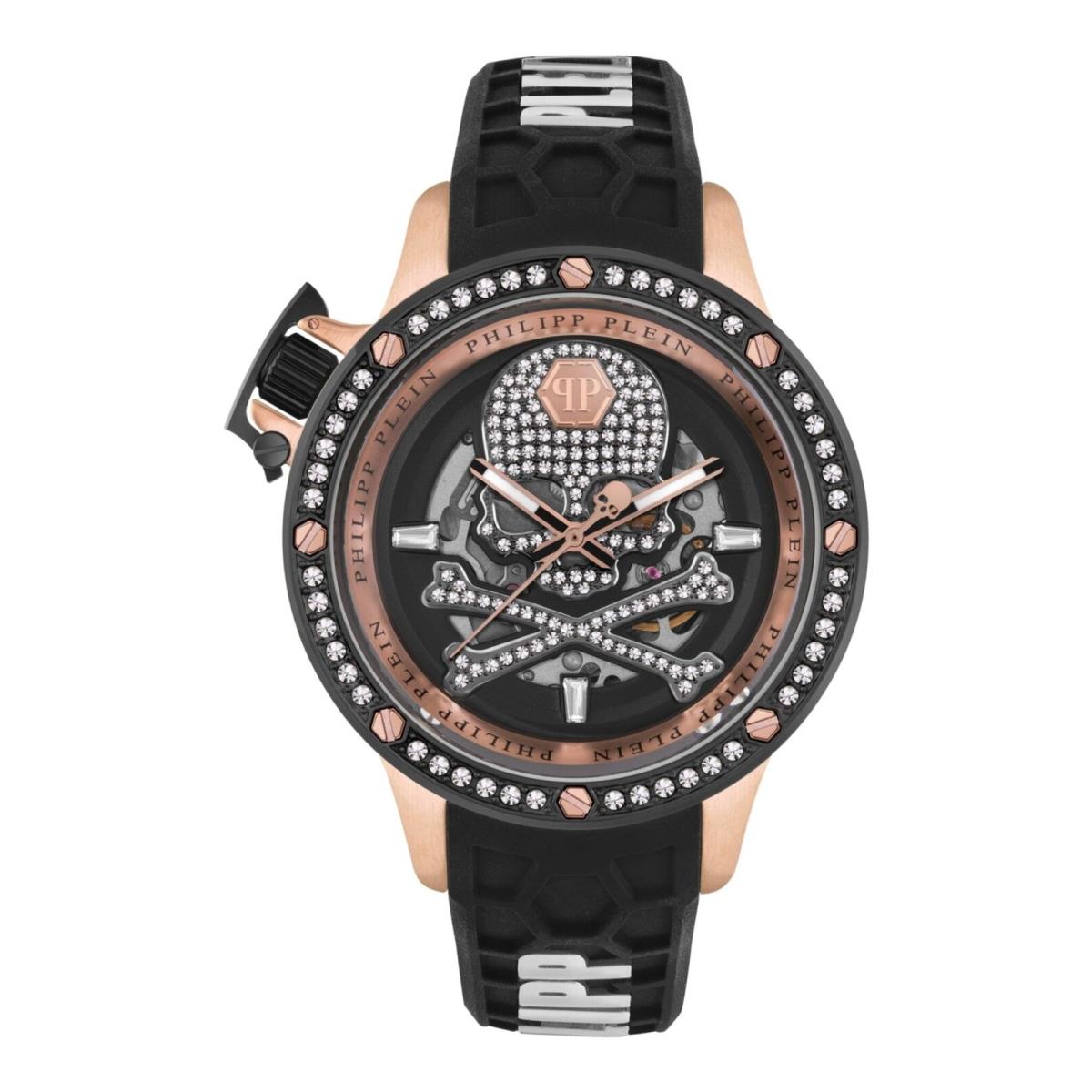 Philipp Plein Mens IP Rose Gold 46mm Strap Fashion Watch