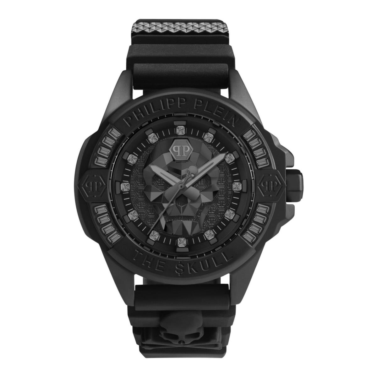 Philipp Plein Mens The $kull Black 41mm Strap Fashion Watch