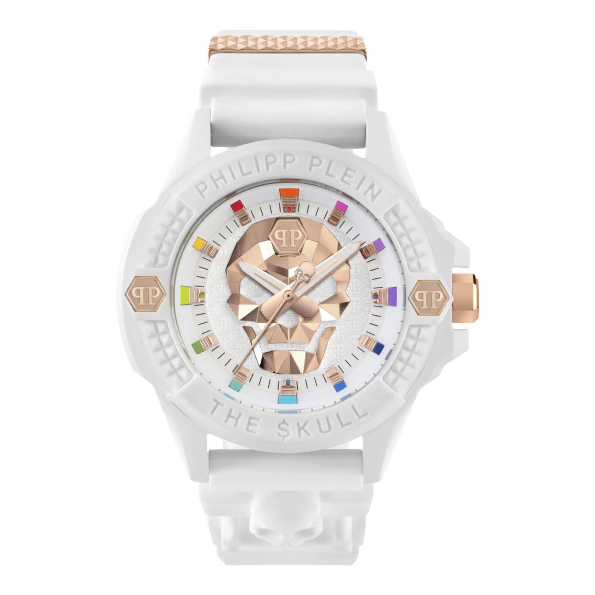 Philipp Plein Mens The $kull White 44mm Strap Fashion Watch