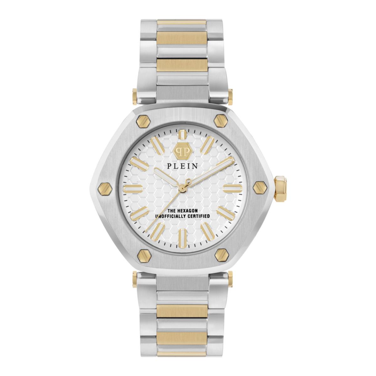 Philipp Plein Womens The Hexagon Two Tone 38mm Bracelet Fashion Watch