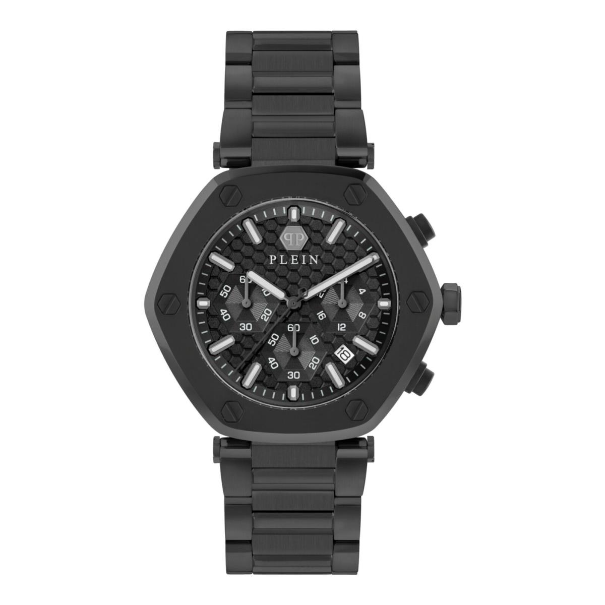 Philipp Plein Mens The Hexagon Black 42mm Bracelet Fashion Watch