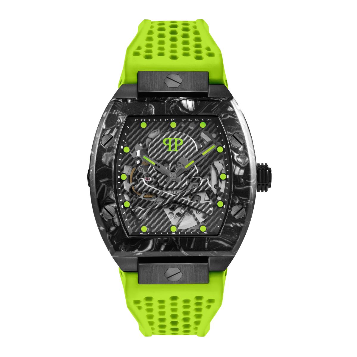 Philipp Plein Mens The $keleton Light Green 44mm Strap Fashion Watch