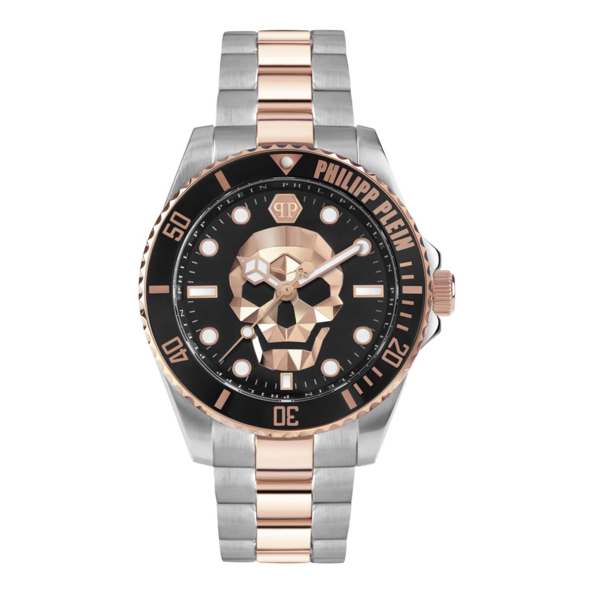 Philipp Plein Mens The $kull Two Tone 44mm Bracelet Fashion Watch