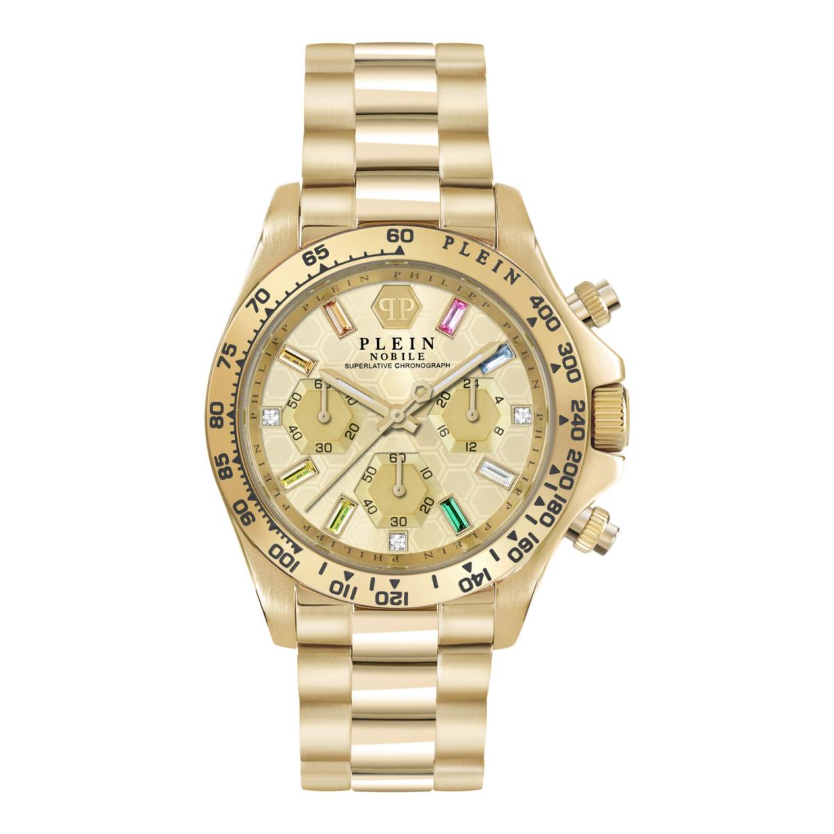 Philipp Plein Womens Nobile Gold 38mm Bracelet Fashion Watch - Dial: Gold, Band: Gold, Bezel: Gold