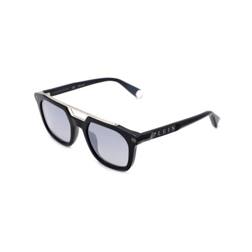 Philipp Plein SPP001M Unisex Square Sunglasses in Black/grey Silver Mirror 51 mm