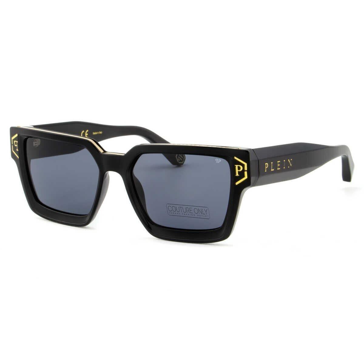 Philipp Plein SPP005 Col. 0700 Plein Brave Shade Black Gold Men`s Sunglass Italy