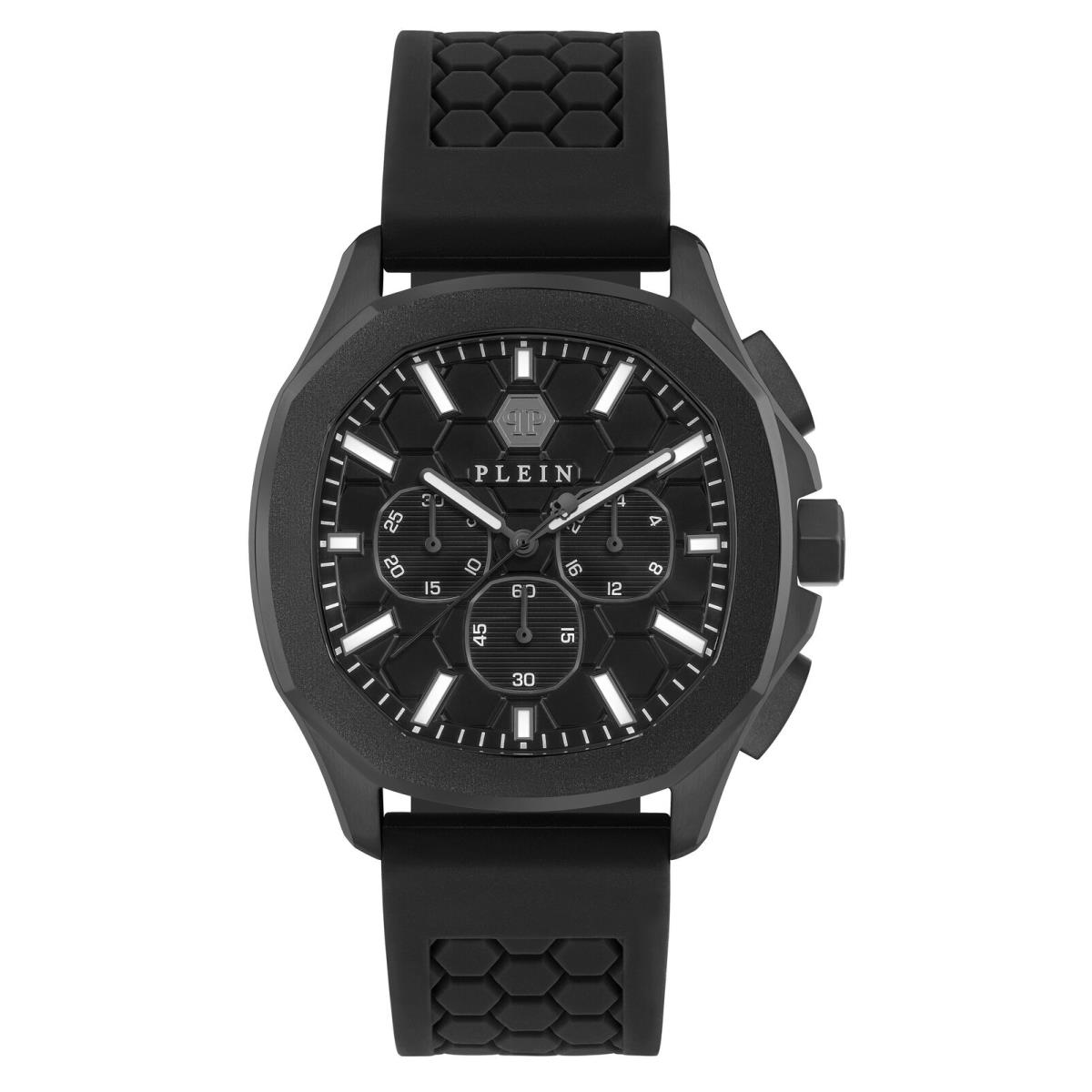 Philipp Plein Mens IP Black 44mm Strap Fashion Watch