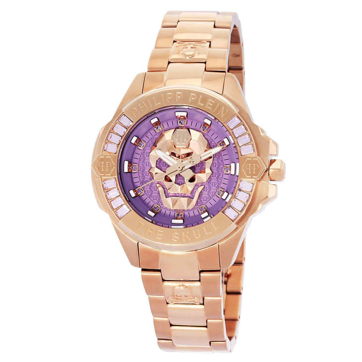 Philipp Plein The Skull Quartz Crystal Lilac Dial Unisex Watch PWNAA0822