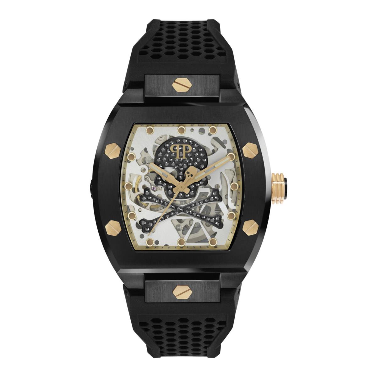 Philipp Plein Mens The $keleton IP Black 44mm Strap Fashion Watch