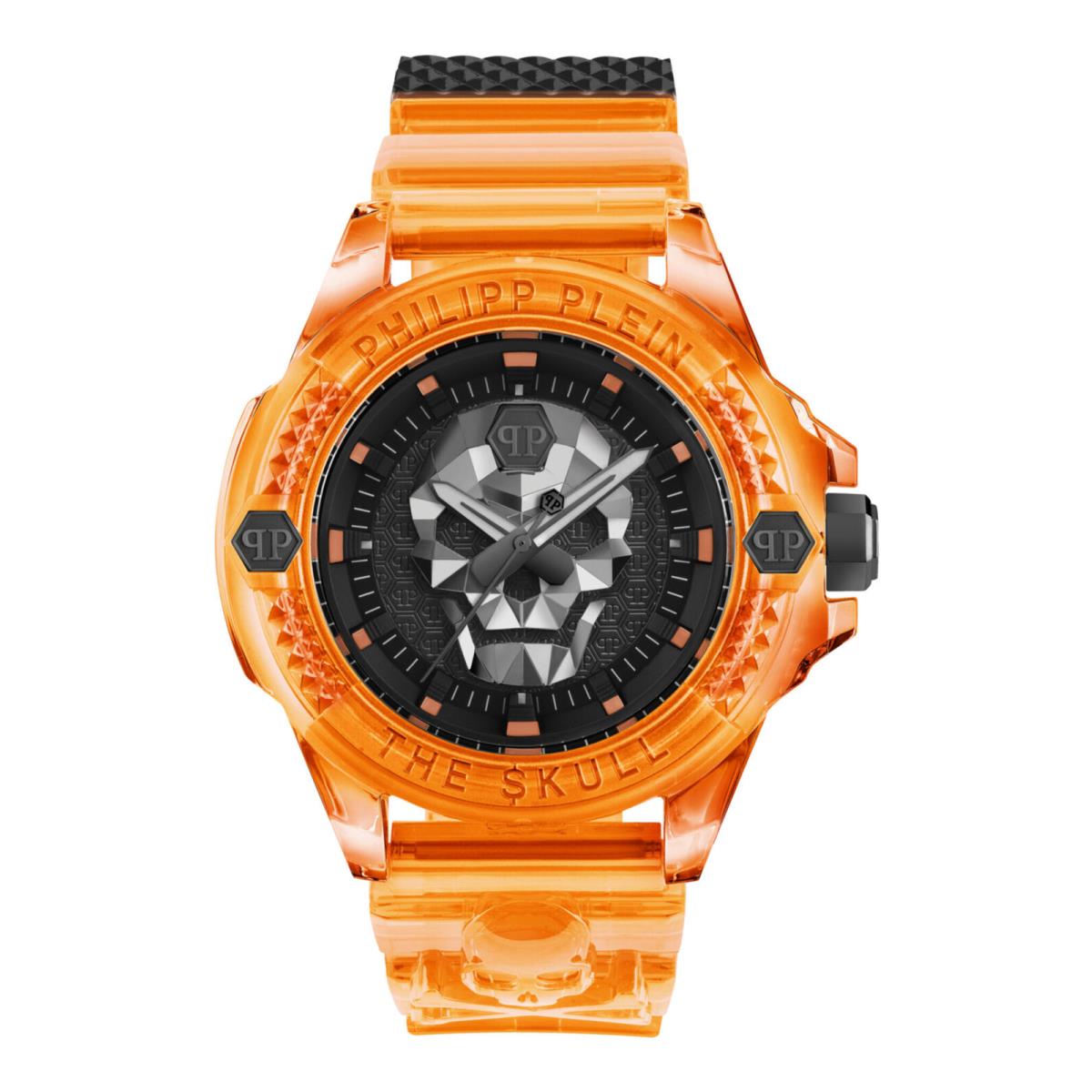 Philipp Plein Mens Orange 44mm Strap Fashion Watch