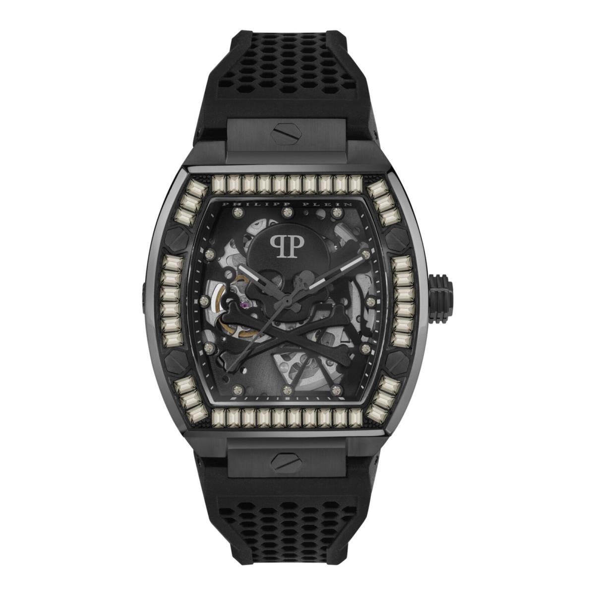 Philipp Plein Mens The $keleton Black 44mm Strap Fashion Watch