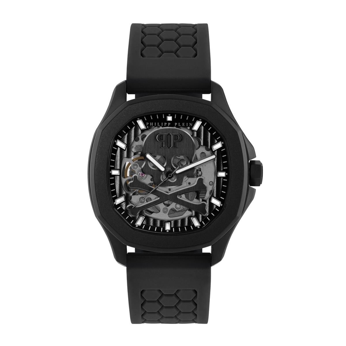 Philipp Plein Mens IP Black 42mm Strap Fashion Watch