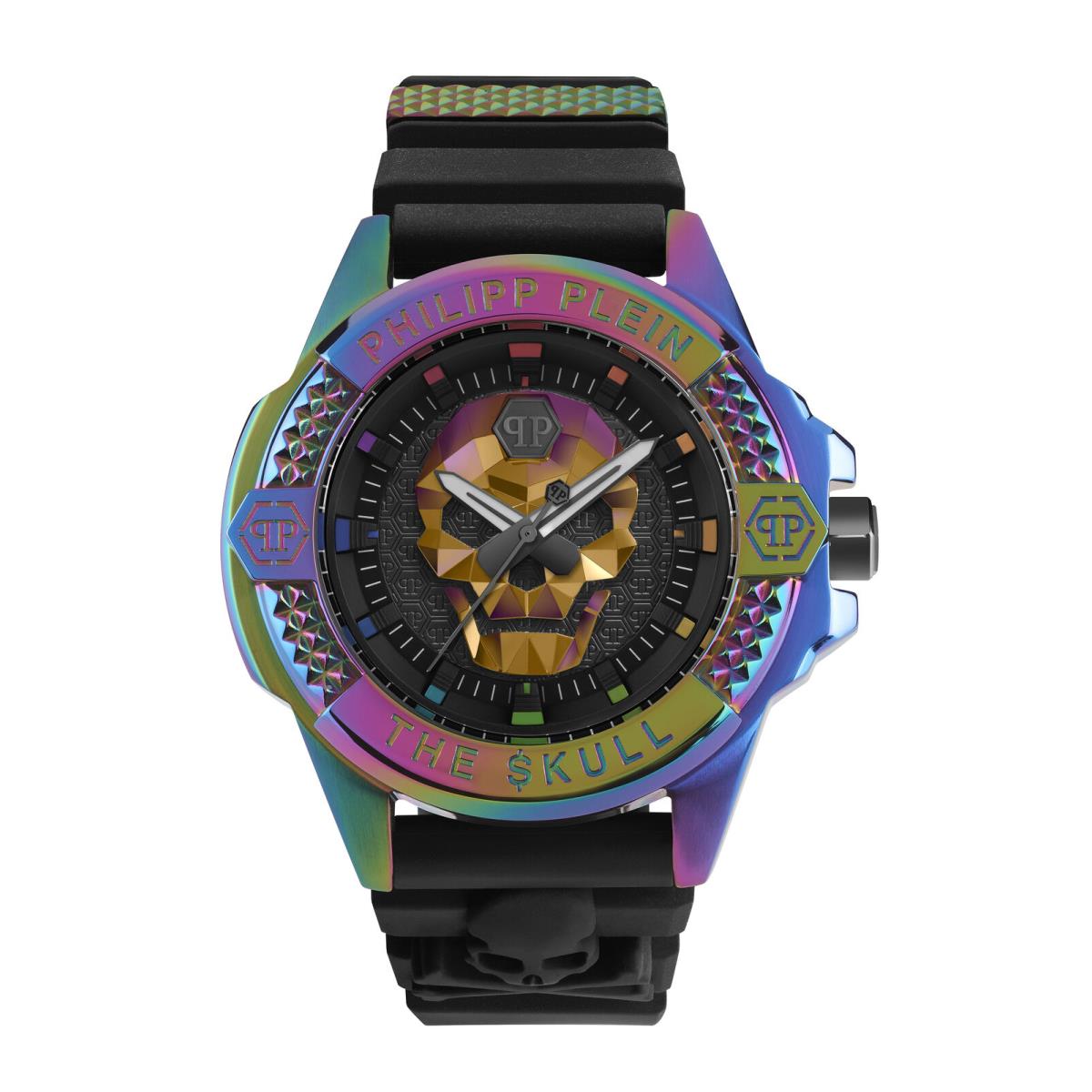 Philipp Plein Mens IP Rainbow 44mm Strap Fashion Watch