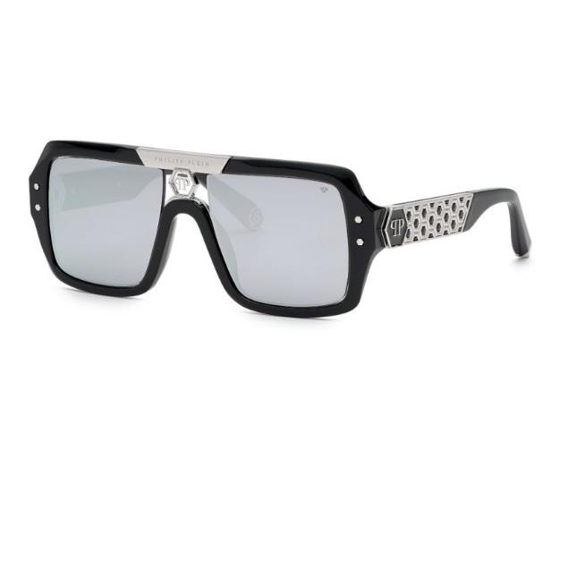 Philipp Plein SPP079 700W Sunglasses Black Frame Silver Mirror Silver Lens 53mm