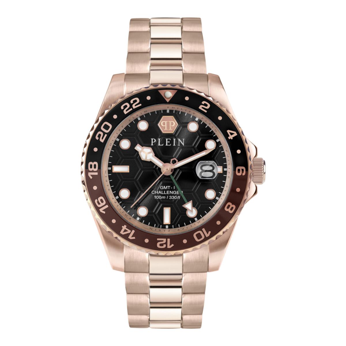 Philipp Plein Mens Gmt-i Challenger Rosegold 44mm Bracelet Fashion Watch