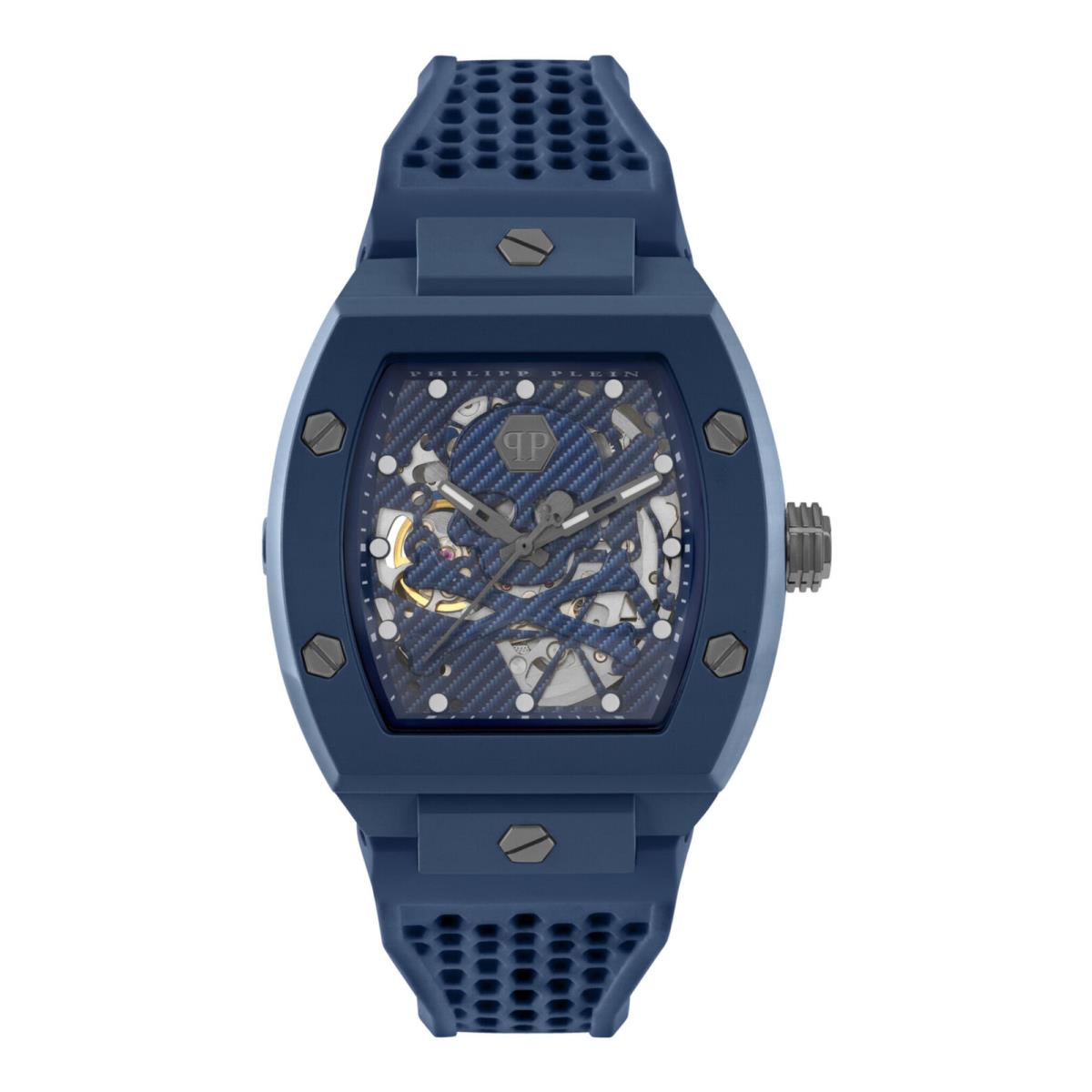 Philipp Plein Mens The $keleton Blue 44mm Strap Fashion Watch