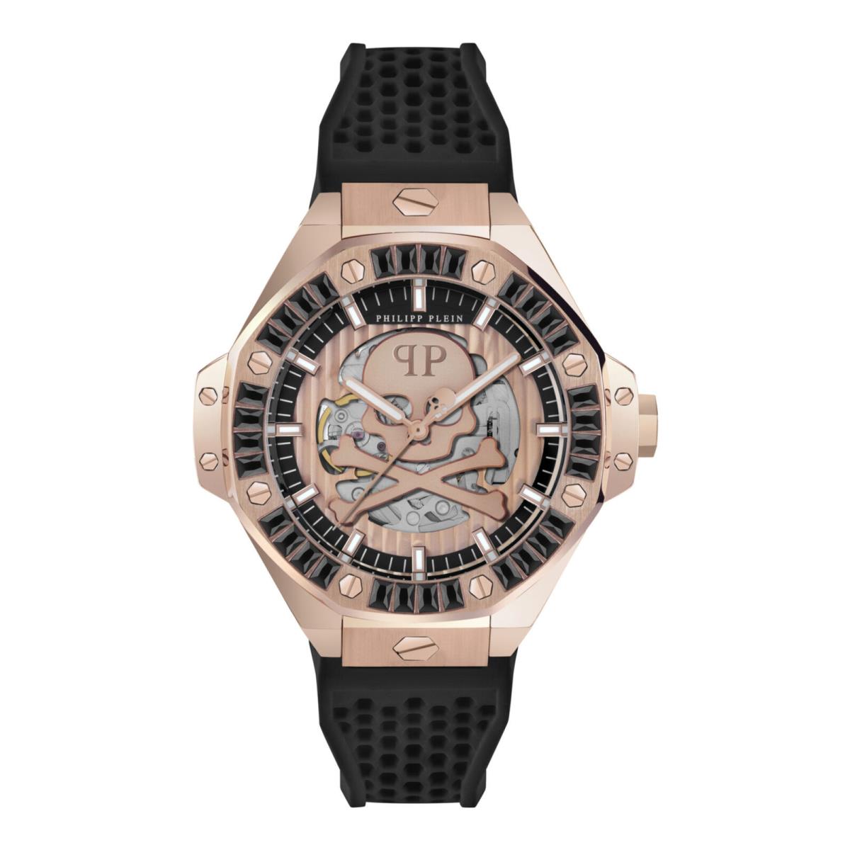 Philipp Plein Mens Rosegold 46mm Strap Fashion Watch