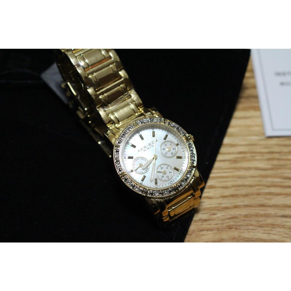 Akribos AK530 Multi Function Crystal Gold Tone Women`s Watch