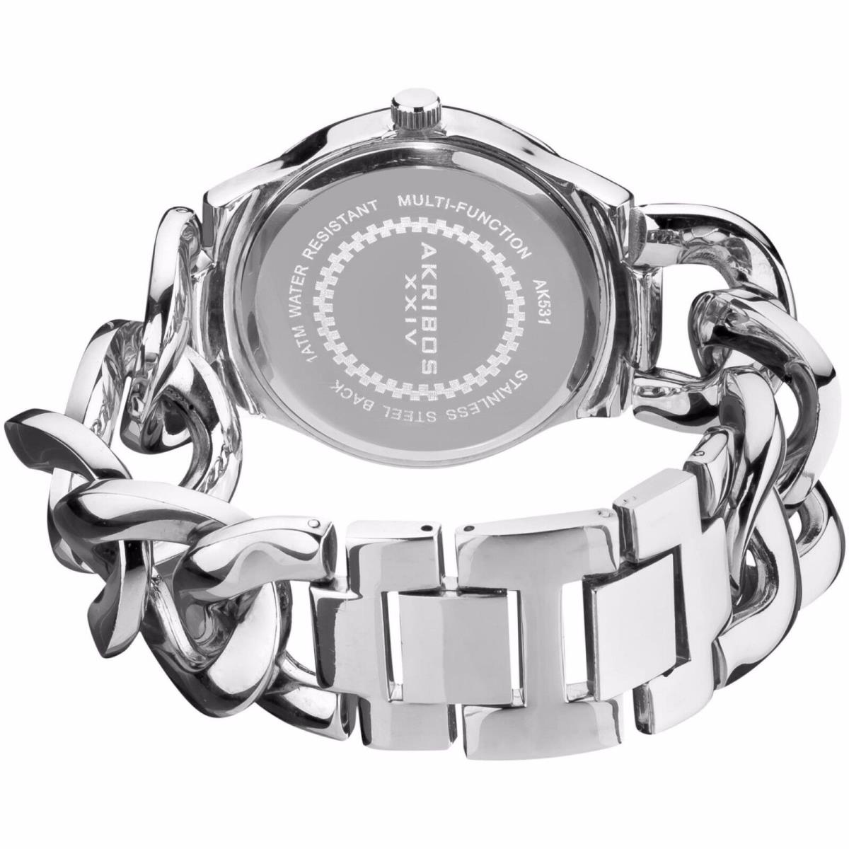 New-akribos Xxiv Silver Tone Multifunction S/steel Twist Bracelet Watch AK531SS - Dial: Silver, Band: Silver