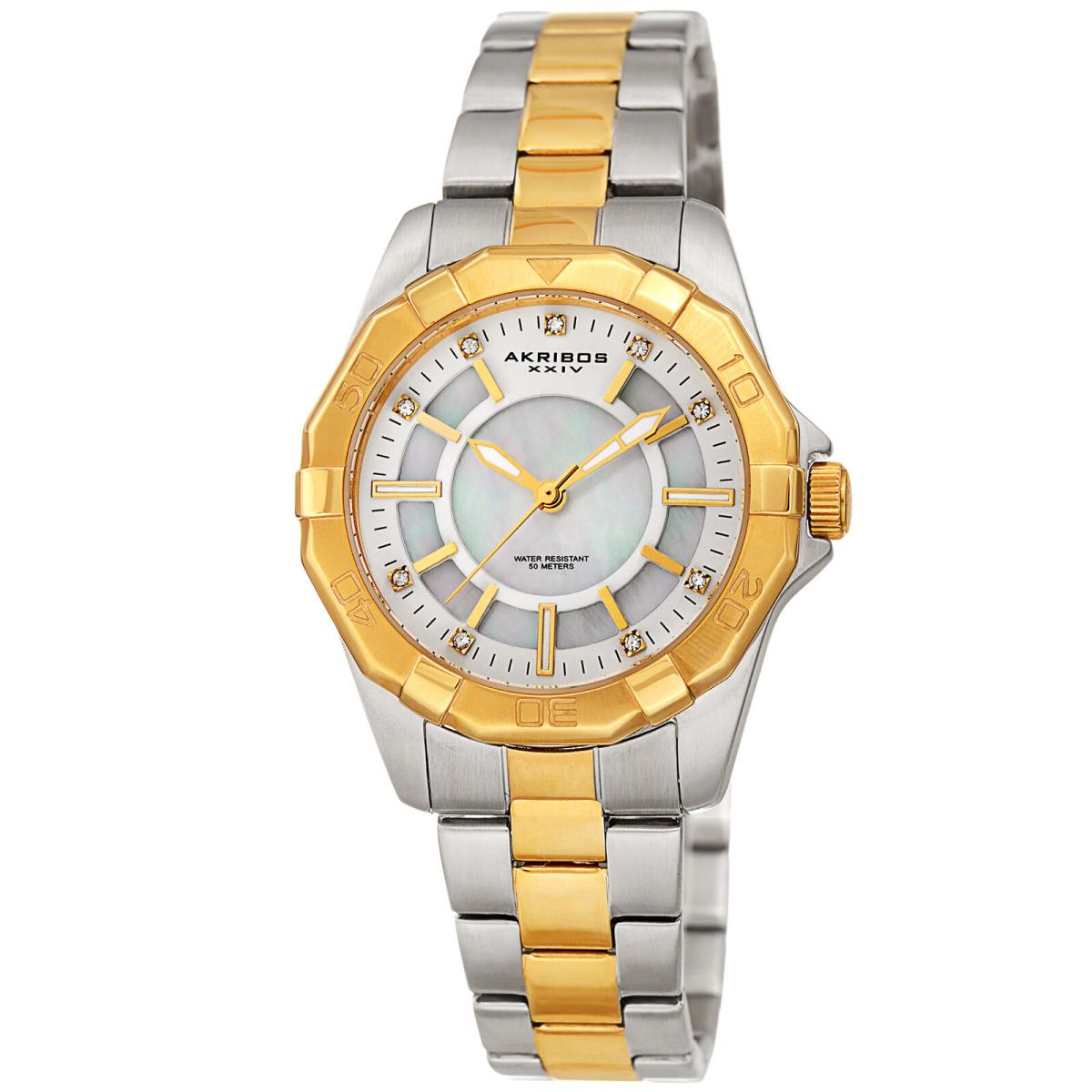 Spring Release Women`s Akribos Xxiv Ak1006TTG Crystal Stainless Steel Watch