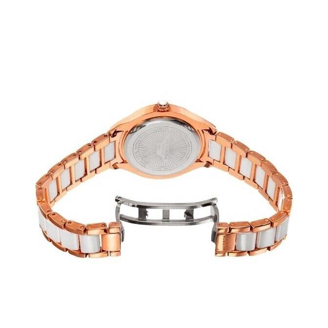 Akribos Xxiv Women`s Quartz Diamond Oyster Shell Pattern Bracelet Watch