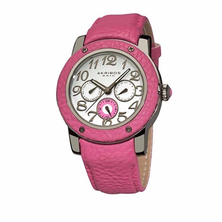 Akribos Xxiv Women`s AK560RD Quartz Pink Leather Watch